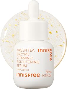 Innisfree Green Tea Enzyme Vitamin C Serum for Brightening Dark Spot Correction, Korean Fa