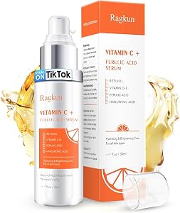 Ragkun 20% Vitamin C Serum, Retinol Serum for Face, Dark Spot Remover for Face, CE Ferulic