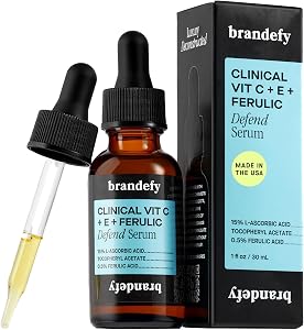 Brandefy Vitamin C Face Serum 15% L. Ascorbic Acid, Ferulic Acid .5% + Vitamin E for Self