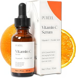 Puréel 20% Vitamin C Serum for Face – Brightening Serum with Vitamin E & Ferulic Acid