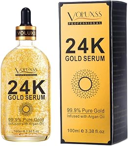 Voluxss 24K Gold Serum for Face,Skin Brightening Anti Aging Face Serum Moisturizer with Vi